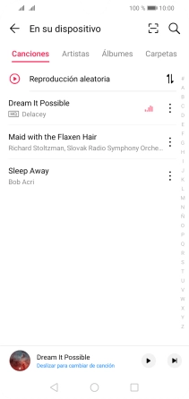 Pulsa una categoría y desplázate al archivo de música deseado.