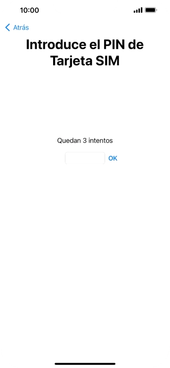 Si es necesario desbloquear la tarjeta SIM, introduce el código PIN y pulsa OK. Si es necesario desbloquear la tarjeta SIM, introduce el código PIN y pulsa OK.