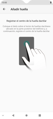 Sigue las indicaciones de la pantalla para crear una huella digital como código de seguridad. Sigue las indicaciones de la pantalla para crear una huella digital como código de seguridad.