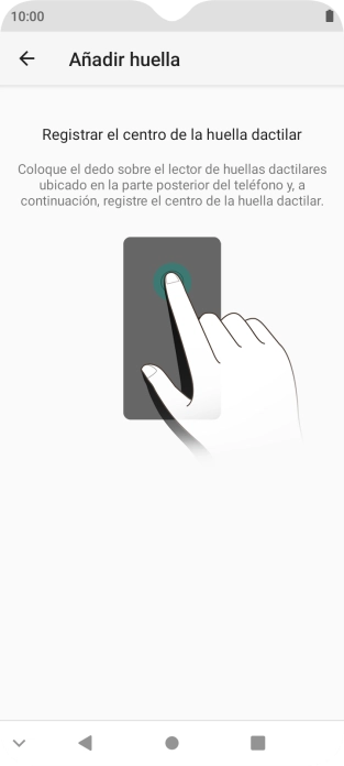 Sigue las indicaciones de la pantalla para crear una huella digital como código de seguridad. Sigue las indicaciones de la pantalla para crear una huella digital como código de seguridad.