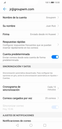 Pulsa Nombre de la cuenta e introduce el nombre de la cuenta de correo electrónico. Pulsa Nombre de la cuenta e introduce el nombre de la cuenta de correo electrónico.
