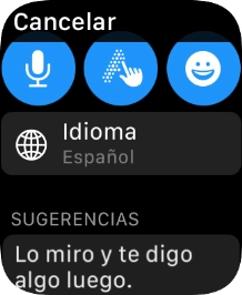 Pulsa el icono de micrófono y sigue las indicaciones de la pantalla para grabar y enviar el mensaje. Pulsa el icono de micrófono y sigue las indicaciones de la pantalla para grabar y enviar el mensaje.