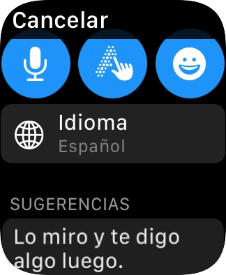 Pulsa el icono de micrófono y sigue las indicaciones de la pantalla para grabar y enviar el mensaje. Pulsa el icono de micrófono y sigue las indicaciones de la pantalla para grabar y enviar el mensaje.