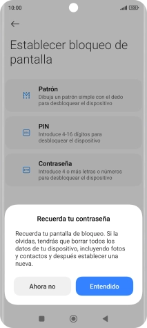 Pulsa Entendido y sigue las indicaciones de la pantalla para crear un código de seguridad del teléfono adicional. Pulsa Entendido y sigue las indicaciones de la pantalla para crear un código de seguridad del teléfono adicional.