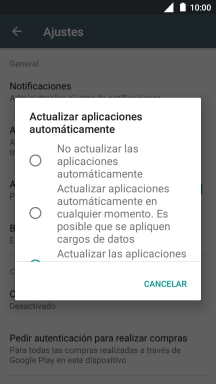 Para desactivar la actualización automática de apps, pulsa No actualizar las aplicaciones automáticamente.