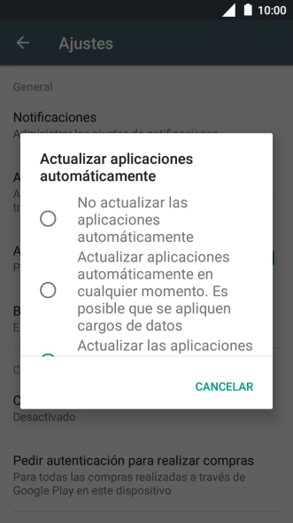 Para desactivar la actualización automática de apps, pulsa No actualizar las aplicaciones automáticamente.