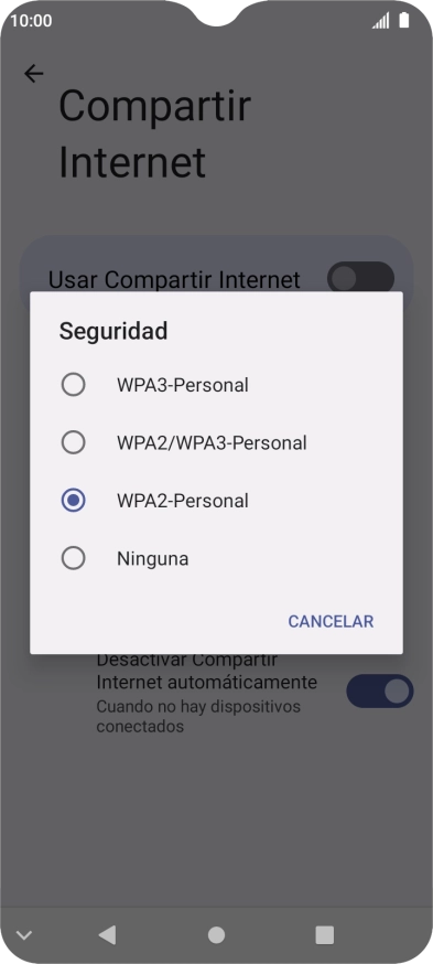 Pulsa WPA3-Personal para proteger la conexión wifi con una contraseña. Pulsa WPA3-Personal para proteger la conexión wifi con una contraseña.