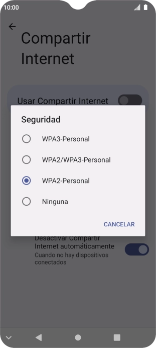 Pulsa WPA3-Personal para proteger la conexión wifi con una contraseña. Pulsa WPA3-Personal para proteger la conexión wifi con una contraseña.