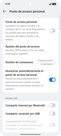 Pulsa Ajustes del punto de acceso. Pulsa Ajustes del punto de acceso.