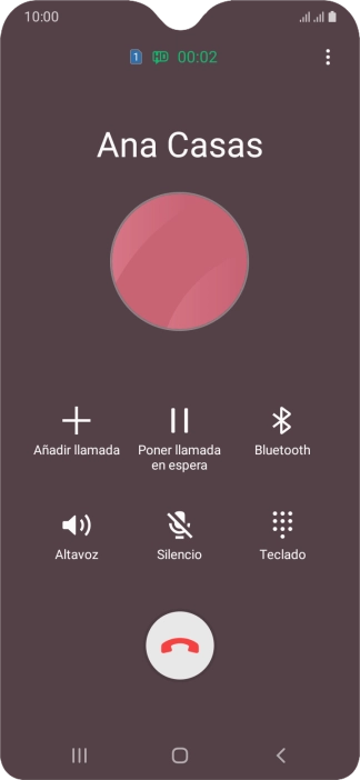 Pulsa el icono de finalizar llamada. Pulsa el icono de finalizar llamada.