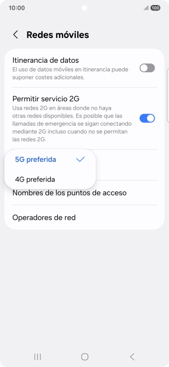 Pulsa el tipo de red deseado. Pulsa el tipo de red deseado.