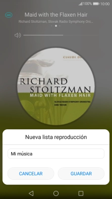 Introduce el nombre deseado de la lista de reproducción y pulsa GUARDAR. Introduce el nombre deseado de la lista de reproducción y pulsa GUARDAR.