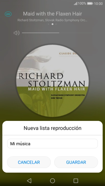 Introduce el nombre deseado de la lista de reproducción y pulsa GUARDAR. Introduce el nombre deseado de la lista de reproducción y pulsa GUARDAR.