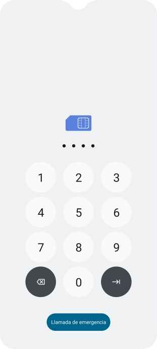 Si tu tarjeta SIM está bloqueada, introduce el código PIN y pulsa la flecha hacia la derecha. Si tu tarjeta SIM está bloqueada, introduce el código PIN y pulsa la flecha hacia la derecha.