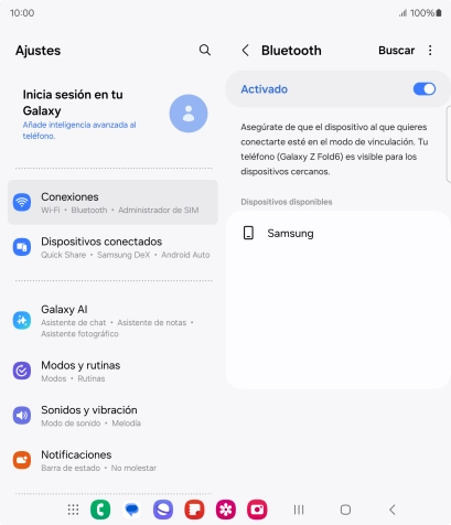 Pulsa el dispositivo Bluetooth deseado y sigue las indicaciones de la pantalla para vincular el dispositivo al teléfono. Pulsa el dispositivo Bluetooth deseado y sigue las indicaciones de la pantalla para vincular el dispositivo al teléfono.