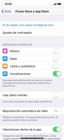 Pulsa el indicador junto al tipo de contenido deseado para activar o desactivar la función. Pulsa el indicador junto al tipo de contenido deseado para activar o desactivar la función.