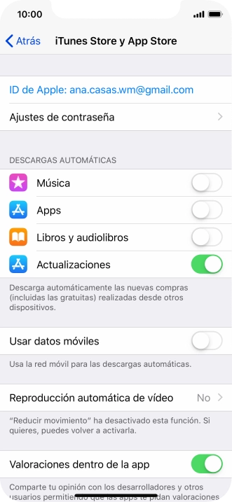 Pulsa el indicador junto al tipo de contenido deseado para activar o desactivar la función. Pulsa el indicador junto al tipo de contenido deseado para activar o desactivar la función.