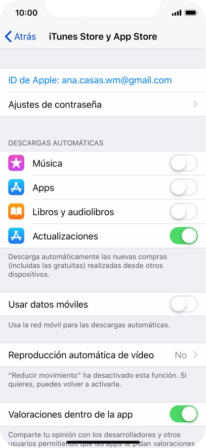 Pulsa el indicador junto al tipo de contenido deseado para activar o desactivar la función. Pulsa el indicador junto al tipo de contenido deseado para activar o desactivar la función.