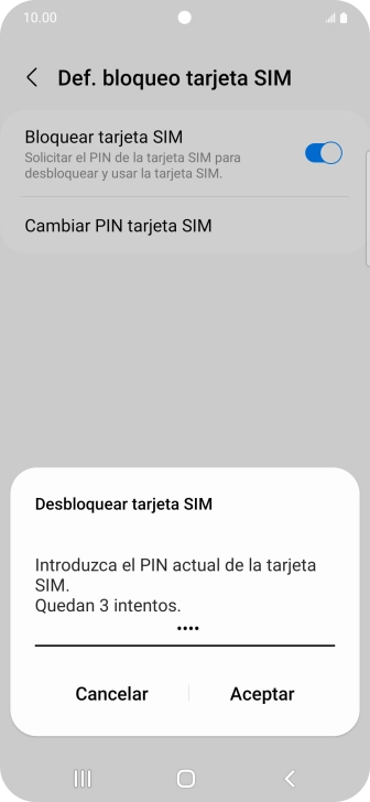 Introduce tu código PIN y pulsa Aceptar. Introduce tu código PIN y pulsa Aceptar.