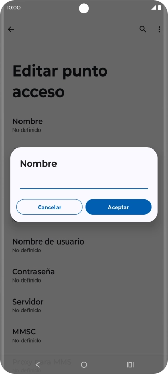 Introduce Vodafone Internet y pulsa Aceptar.