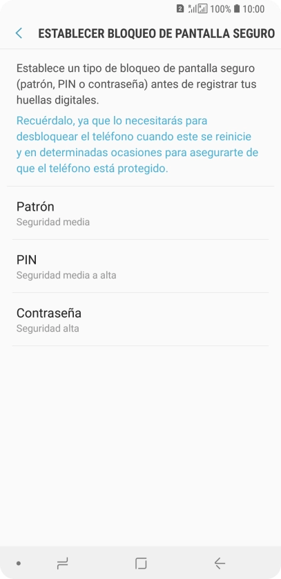 Pulsa el código de seguridad deseado y sigue las indicaciones de la pantalla para crear un código de seguridad del teléfono adicional. Pulsa el código de seguridad deseado y sigue las indicaciones de la pantalla para crear un código de seguridad del teléfono adicional.