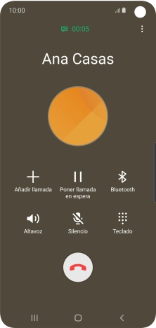 Pulsa el icono de finalizar llamada. Pulsa el icono de finalizar llamada.
