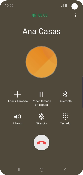 Pulsa el icono de finalizar llamada. Pulsa el icono de finalizar llamada.