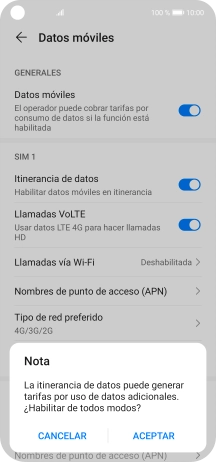 Si activas la función, pulsa ACEPTAR.