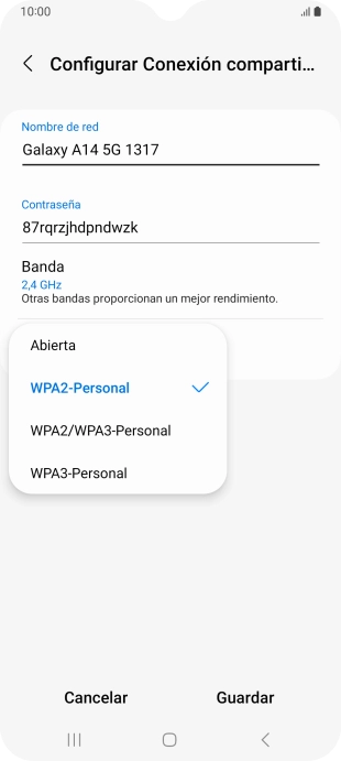 Pulsa WPA3-Personal para proteger la conexión wifi con una contraseña. Pulsa WPA3-Personal para proteger la conexión wifi con una contraseña.