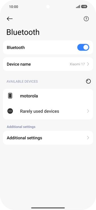 Press the required Bluetooth device and follow the instructions on the screen to pair the device with your phone.