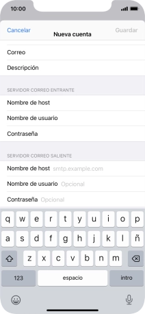 Pulsa Nombre de host e introduce smtp.vodafone.es. Pulsa Nombre de host e introduce smtp.vodafone.es.