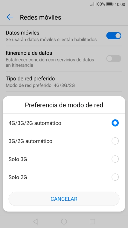 Pulsa el tipo de red deseado. Pulsa el tipo de red deseado.