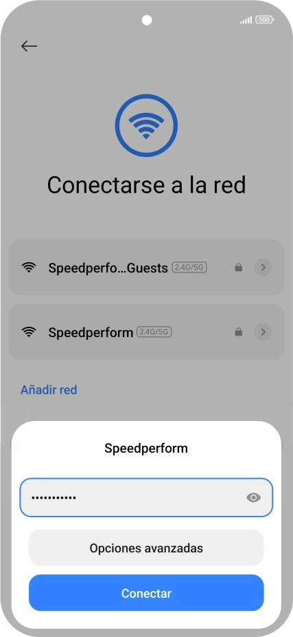 Introduce la contraseña de la red wifi y pulsa Conectar. Introduce la contraseña de la red wifi y pulsa Conectar.