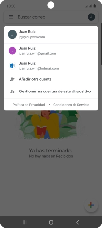 Pulsa la cuenta de correo electrónico deseada. Pulsa la cuenta de correo electrónico deseada.