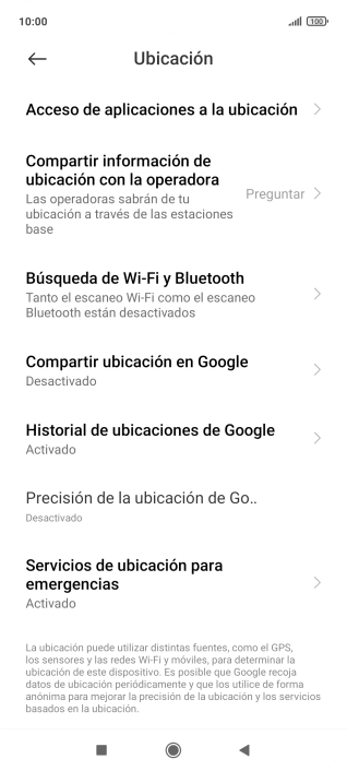 Pulsa Precisión de la ubicación de Go... Pulsa Precisión de la ubicación de Go...