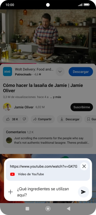 Sigue las indicaciones de la pantalla para escribir o decir en alto la pregunta que quieres hacer del vídeo. Sigue las indicaciones de la pantalla para escribir o decir en alto la pregunta que quieres hacer del vídeo.