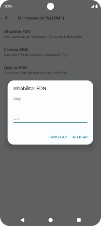 Introduce el código PIN2 y pulsa ACEPTAR.