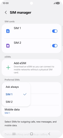 Press the required setting. Press the required setting.