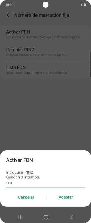 Introduce el código PIN2 y pulsa Aceptar.