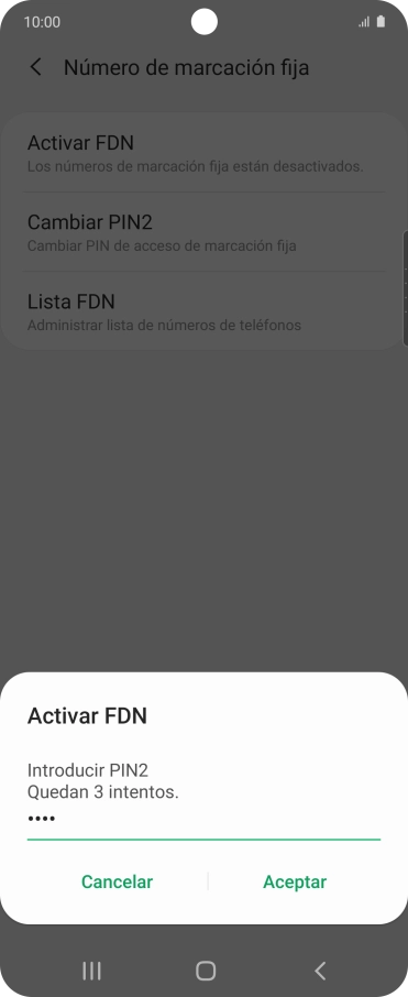 Introduce el código PIN2 y pulsa Aceptar.