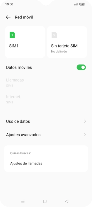 Pulsa el nombre de la tarjeta SIM. Pulsa el nombre de la tarjeta SIM.
