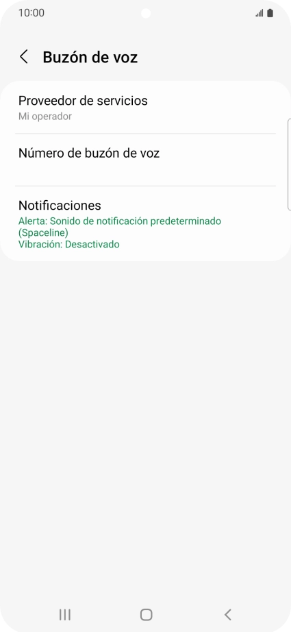 Pulsa Número de buzón de voz.