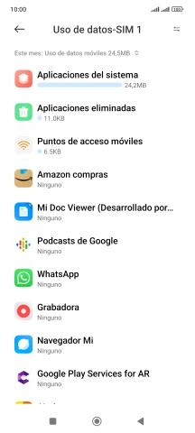 El consumo total de datos del período seleccionado aparece ahora en la pantalla. El consumo total de datos del período seleccionado aparece ahora en la pantalla.