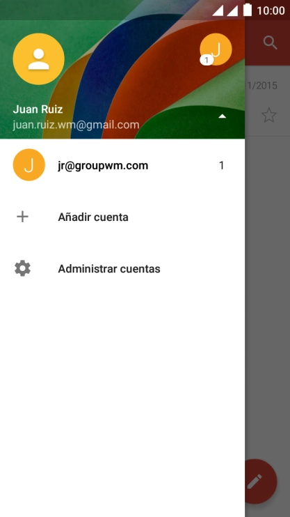 Pulsa la cuenta de correo electrónico deseada. Pulsa la cuenta de correo electrónico deseada.