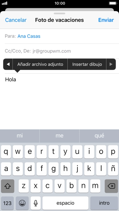 Pulsa Añadir archivo adjunto y sigue las indicaciones de la pantalla para adjuntar un documento. Pulsa Añadir archivo adjunto y sigue las indicaciones de la pantalla para adjuntar un documento.