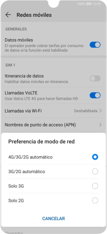 Pulsa el tipo de red deseado. Pulsa el tipo de red deseado.