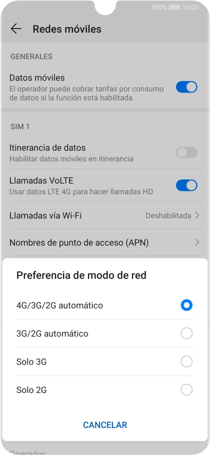 Pulsa el tipo de red deseado. Pulsa el tipo de red deseado.