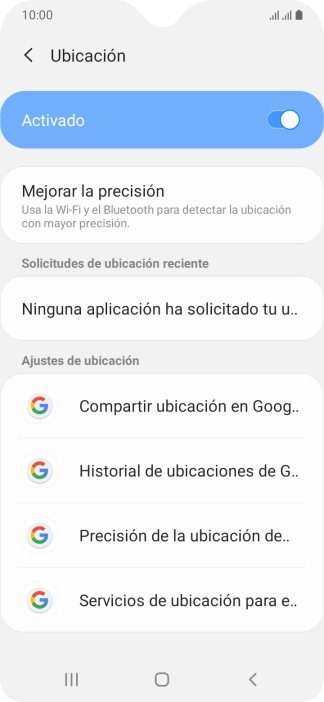 Pulsa Precisión de la ubicación de... Pulsa Precisión de la ubicación de...