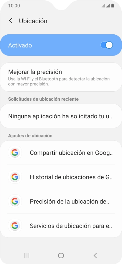 Pulsa Precisión de la ubicación de... Pulsa Precisión de la ubicación de...