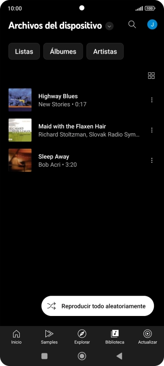 Pulsa el archivo de música deseado. Pulsa el archivo de música deseado.